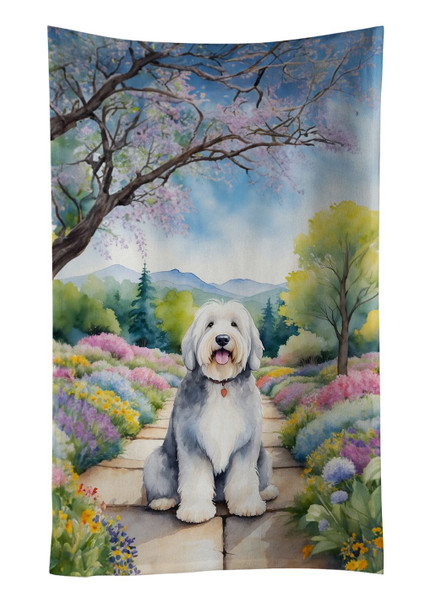 Old English Sheepdog Spring Path Kitchen Towel Dish Cloths product image at NuMercy