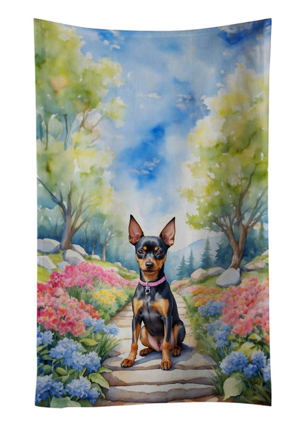 Miniature Pinscher Spring Path Kitchen Towel Dish Cloths product image at NuMercy