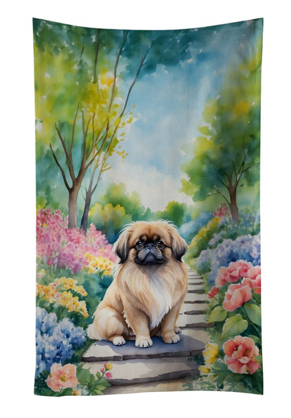 Pekingese Spring Path Kitchen Towel Dish Cloths product image at NuMercy
