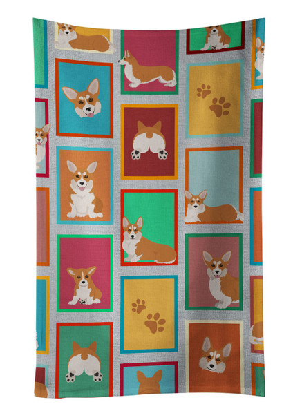 Lots of Red and White Pembroke Corgi Kitchen Towel Dish Cloths product image at NuMercy