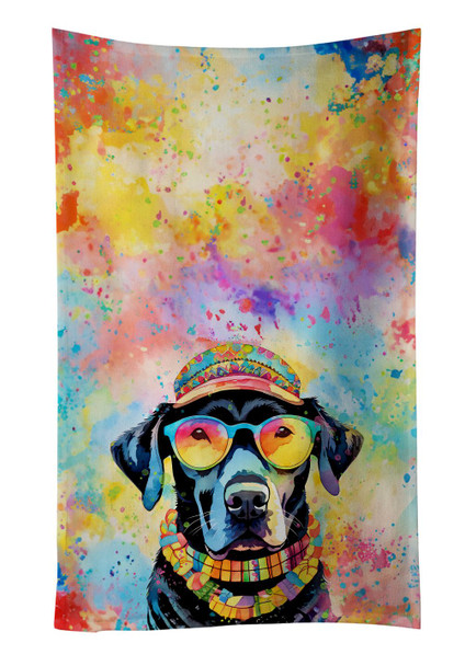 Black Labrador Hippie Dawg Kitchen Towel Dish Cloths DAC2522 product image at NuMercy