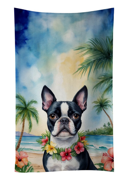 Boston Terrier Luau Kitchen Towel Dish Cloths DAC6383 product image at NuMercy