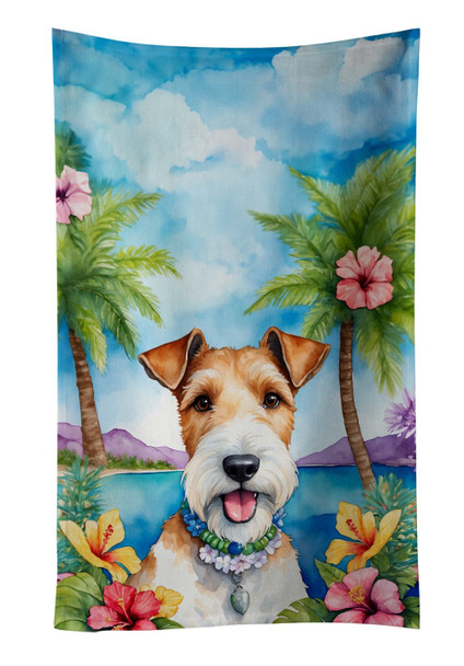 Fox Terrier Luau Kitchen Towel Dish Cloths DAC6434 product image at NuMercy