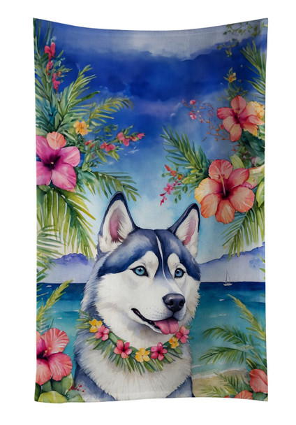 Siberian Husky Luau Kitchen Towel Dish Cloths product image at NuMercy