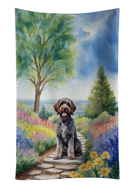 Wirehaired Pointing Griffon Spring Path Kitchen Towel Dish Cloths product image at NuMercy