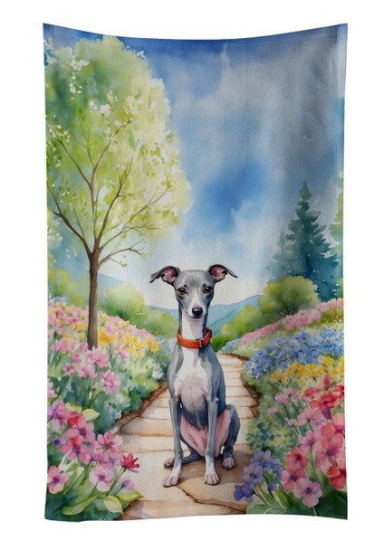 Italian Greyhound Spring Path Kitchen Towel Dish Cloths product image at NuMercy
