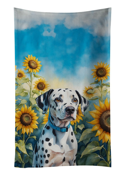Dalmatian in Sunflowers Kitchen Towel Dish Cloths product image at NuMercy