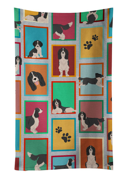 Lots of Black and White English Springer Spaniel Kitchen Towel Dish Cloths product image at NuMercy
