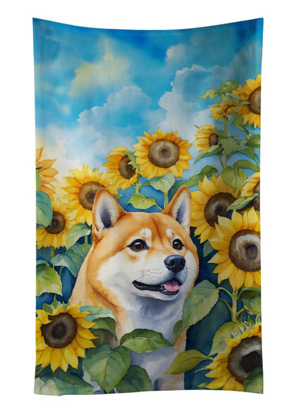 Shiba Inu in Sunflowers Kitchen Towel Dish Cloths product image at NuMercy