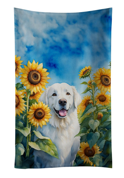 Kuvasz in Sunflowers Kitchen Towel Dish Cloths product image at NuMercy