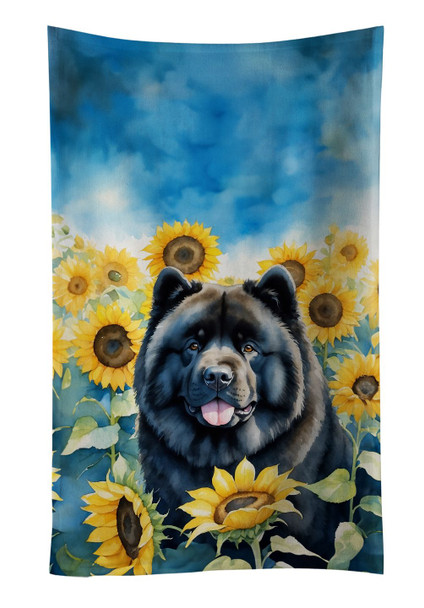 Chow Chow in Sunflowers Kitchen Towel Dish Cloths DAC6054 product image at NuMercy