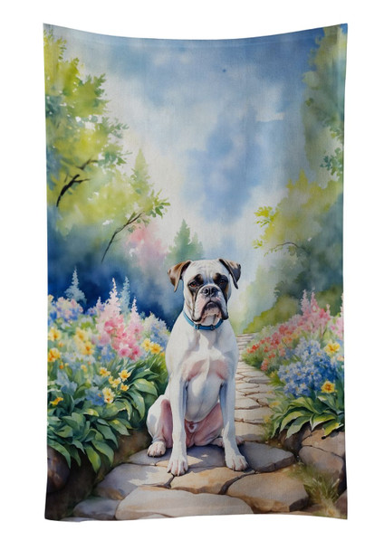 White Boxer Spring Path Kitchen Towel Dish Cloths product image at NuMercy