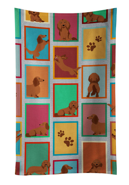 Lots of Longhaired Red Dachshund Kitchen Towel Dish Cloths product image at NuMercy