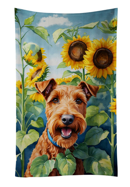 Irish Terrier in Sunflowers Kitchen Towel Dish Cloths product image at NuMercy
