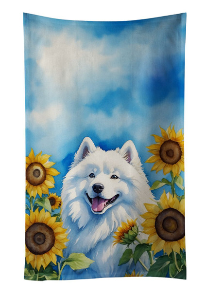 Samoyed in Sunflowers Kitchen Towel Dish Cloths DAC6153 product image at NuMercy