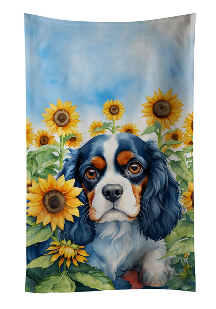 Cavalier Spaniel in Sunflowers Kitchen Towel Dish Cloths DAC6049 product image at NuMercy
