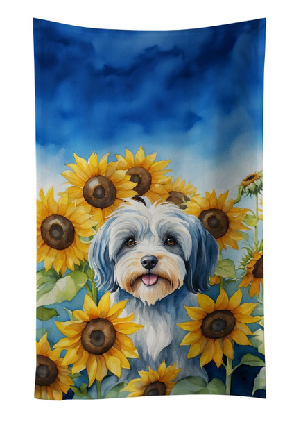 Tibetan Terrier in Sunflowers Kitchen Towel Dish Cloths product image at NuMercy