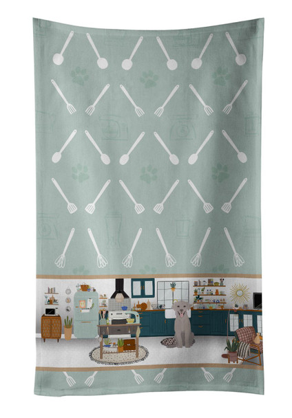 Gray Labrador Retriever in the Kitchen Kitchen Towel Dish Cloths product image at NuMercy