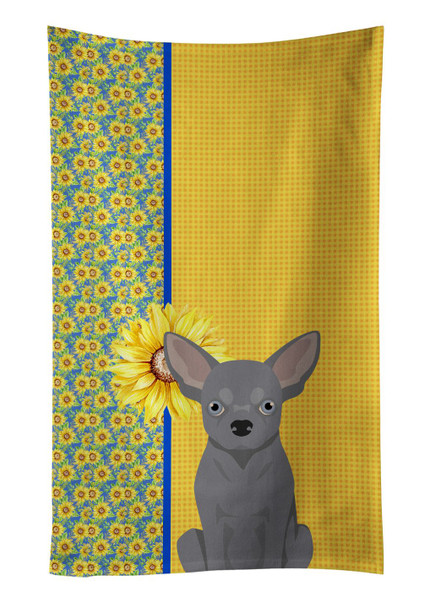 Summer Sunflowers Blue Chihuahua Kitchen Towel Dish Cloths product image at NuMercy