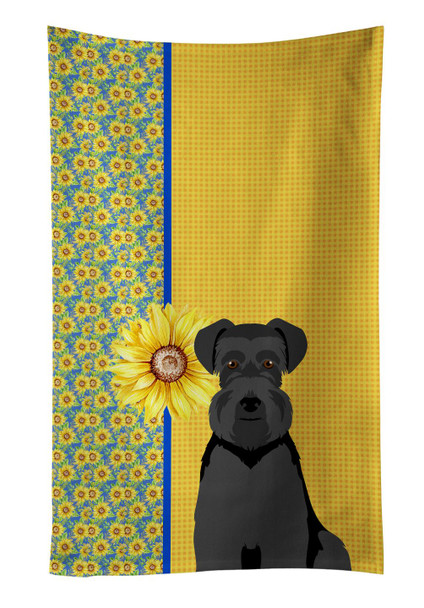 Summer Sunflowers Black Natural Ears Schnauzer Kitchen Towel Dish Cloths product image at NuMercy