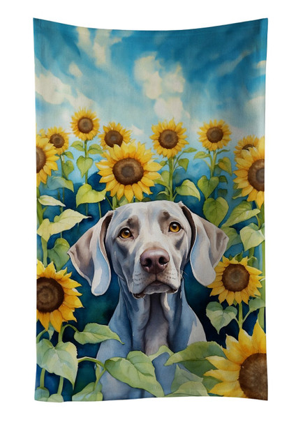 Weimaraner in Sunflowers Kitchen Towel Dish Cloths product image at NuMercy