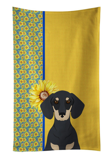Summer Sunflowers Black and Cream Dachshund Kitchen Towel Dish Cloths product image at NuMercy