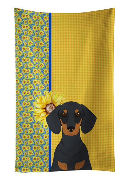 Summer Sunflowers Black and Tan Dachshund Kitchen Towel Dish Cloths product image at NuMercy