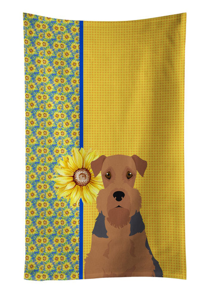 Summer Sunflowers Grizzle and Tan Airedale Terrier Kitchen Towel Dish Cloths product image at NuMercy