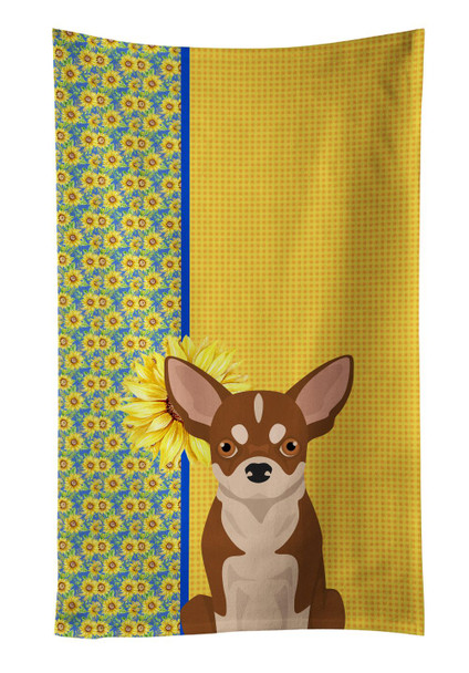 Summer Sunflowers Red and White Chihuahua Kitchen Towel Dish Cloths product image at NuMercy