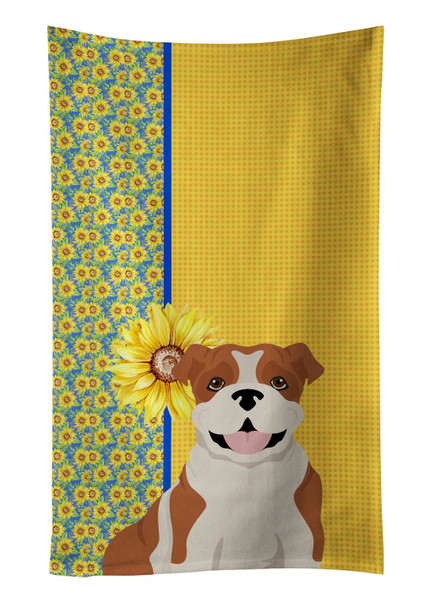 Summer Sunflowers Red English Bulldog Kitchen Towel Dish Cloths product image at NuMercy