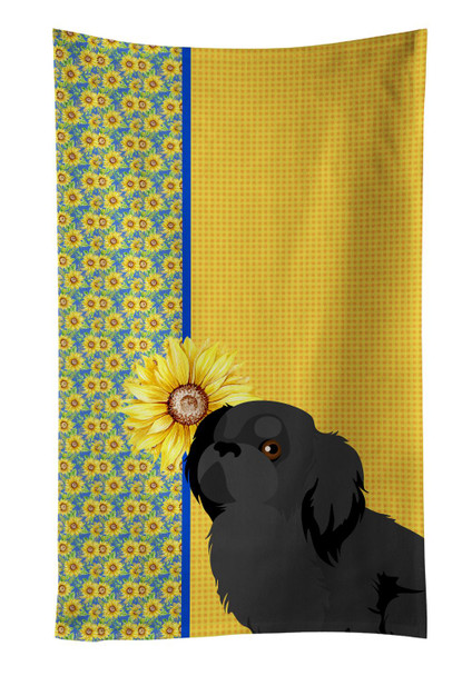Summer Sunflowers Black Pekingese Kitchen Towel Dish Cloths product image at NuMercy