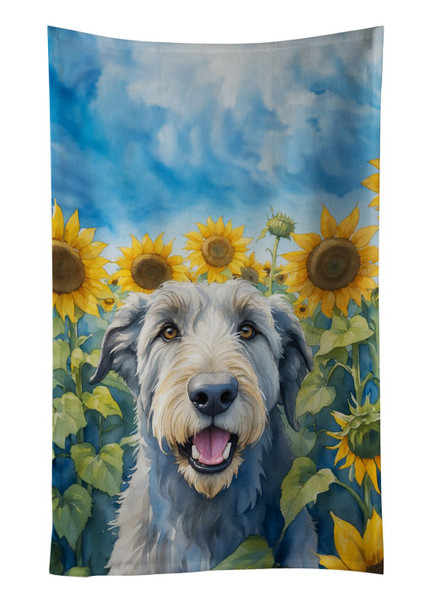 Irish Wolfhound in Sunflowers Kitchen Towel Dish Cloths product image at NuMercy
