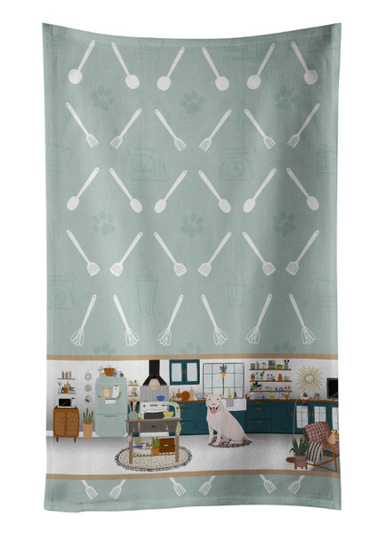 White Pit Bull Terrier in the Kitchen Kitchen Towel Dish Cloths product image at NuMercy