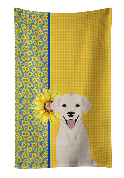 Summer Sunflowers White Cream Labrador Retriever Kitchen Towel Dish Cloths product image at NuMercy