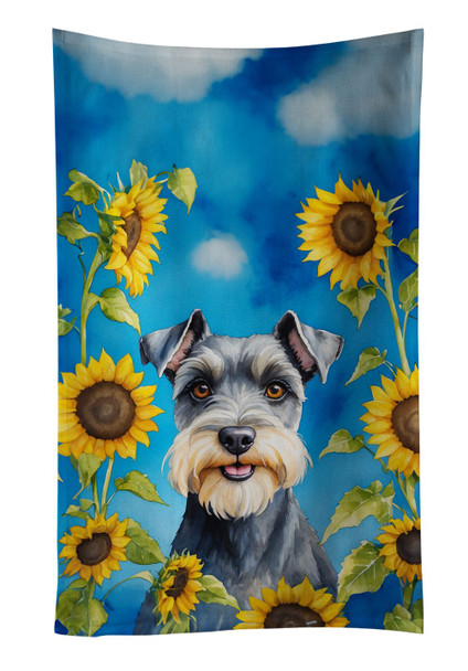Schnauzer in Sunflowers Kitchen Towel Dish Cloths product image at NuMercy