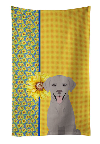 Summer Sunflowers Gray Labrador Retriever Kitchen Towel Dish Cloths product image at NuMercy