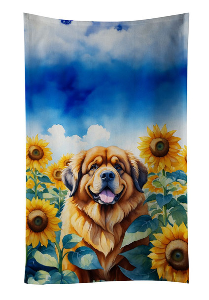 Tibetan Mastiff in Sunflowers Kitchen Towel Dish Cloths product image at NuMercy