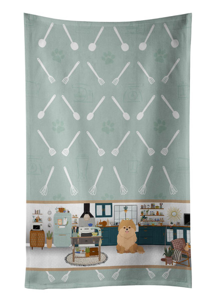 Orange Pomeranian in the Kitchen Kitchen Towel Dish Cloths product image at NuMercy