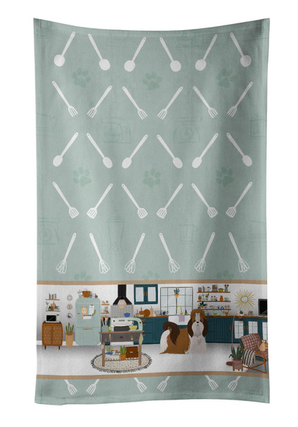Red and White Shih Tzu in the Kitchen Kitchen Towel Dish Cloths product image at NuMercy