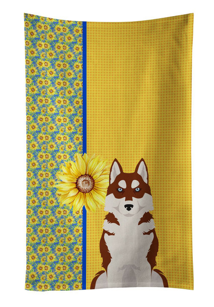 Summer Sunflowers Red Siberian Husky Kitchen Towel Dish Cloths product image at NuMercy