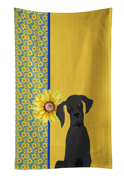 Summer Sunflowers Black Great Dane Kitchen Towel Dish Cloths product image at NuMercy