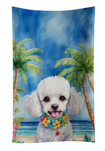 White Poodle Luau Kitchen Towel Dish Cloths DAC6496 product image at NuMercy