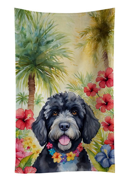 Portuguese Water Dog Luau Kitchen Towel Dish Cloths product image at NuMercy