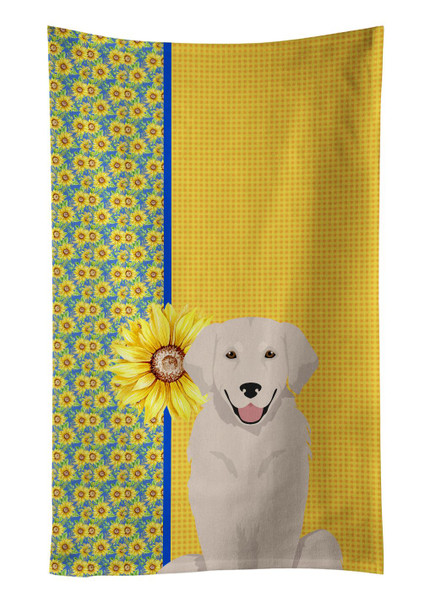 Summer Sunflowers Cream Golden Retriever Kitchen Towel Dish Cloths product image at NuMercy