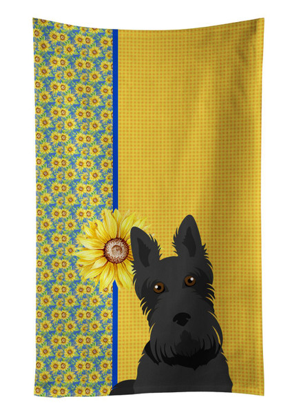 Summer Sunflowers Black Scottish Terrier Kitchen Towel Dish Cloths product image at NuMercy