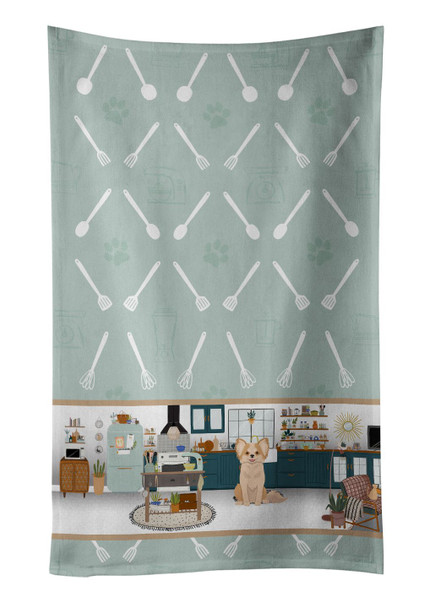 Longhaired Gold and White Chihuahua in the Kitchen Kitchen Towel Dish Cloths product image at NuMercy