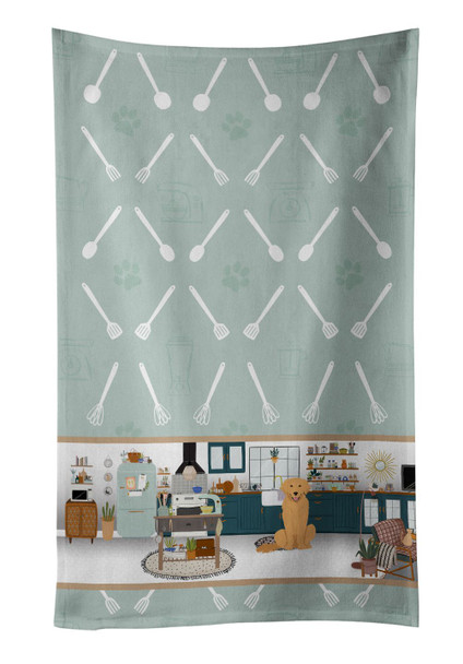 Gold Golden Retriever in the Kitchen Kitchen Towel Dish Cloths product image at NuMercy