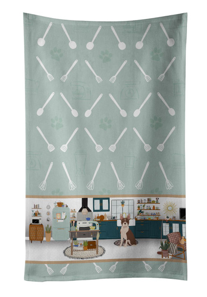 Red Boston Terrier in the Kitchen Kitchen Towel Dish Cloths product image at NuMercy