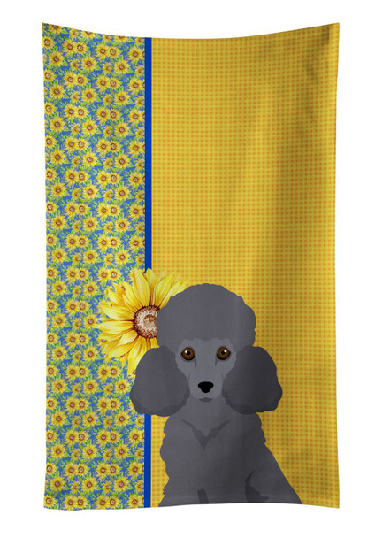 Summer Sunflowers Toy Grey Poodle Kitchen Towel Dish Cloths product image at NuMercy