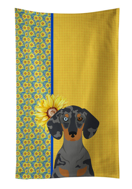 Summer Sunflowers Black Dapple Dachshund Kitchen Towel Dish Cloths product image at NuMercy